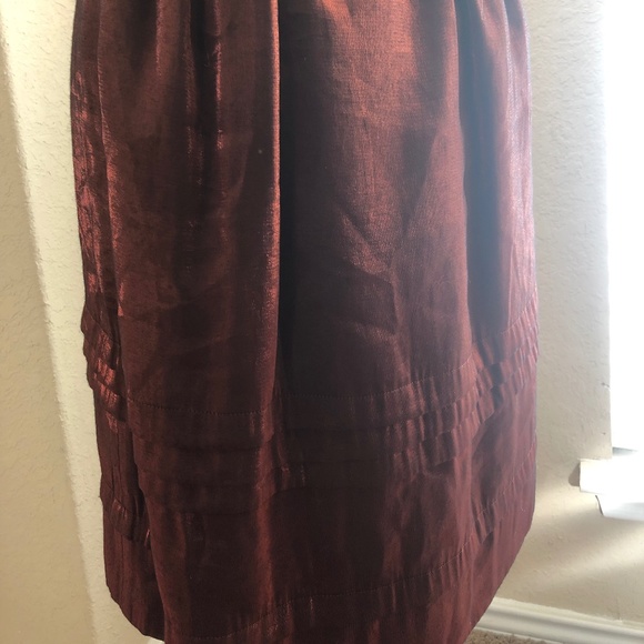 🍁 Simply Vera Sz10 Rust colored Taffeta A line Skirt - Picture 3 of 5